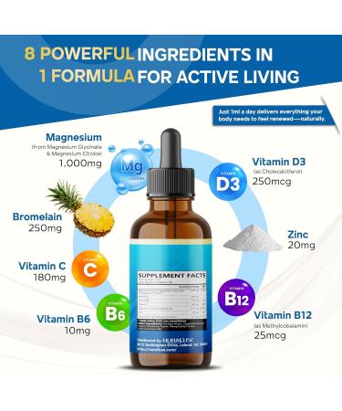 Liposomal Magnesium Glycinate Magnesium Citrate Vitamin D3 Vitamin B12 Liquid Drops Ultra Potent Raspberry Taste USA Made & Lab Tested 2 FL OZ (60ml) 2 Fl Oz (Pack of 1) - Buy Online on GoSupps.com