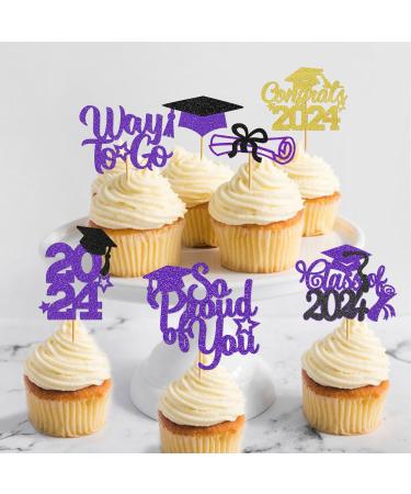 40Pcs Purple and Gold Graduation Cupcake Toppers 2024 Graduation Decorations Class of 2024 Cupcake Toppers 2024 Congrats Grad Cap Cupcake Picks Graduation Party Decorations 2024 Purple Gold - Buy Online on GoSupps.com