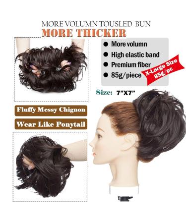 Thick 80g Dark Brown Hair Tie Extensions | Large Messy Bun & Updos for Voluminous Real Hair Look - Buy Online on GoSupps.com