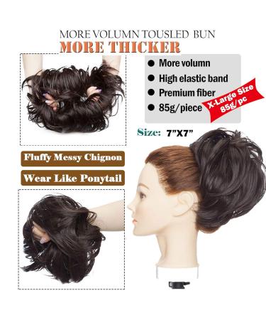 Large 80g Thick Hair Tie Extensions for Messy Bun Updos - Voluminous Real Hair Look in Brown to Blonde Bunu Hair Extensions - Buy Online on GoSupps.com