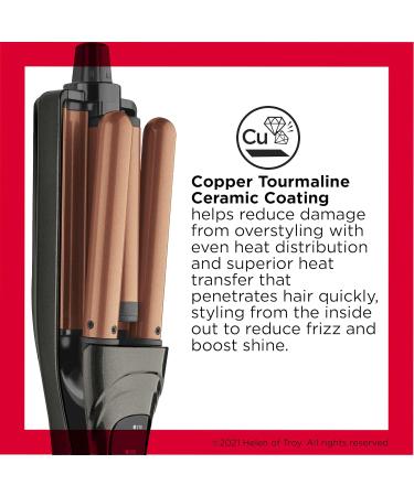 Revlon RVIR3049F Hair Waver with Copper Tourmaline Ceramic Coating Adjustable Waver Professional High Heat with Multiple Heat Settings 4 Types of Waves Auto Shut-Off Dual Voltage Copper - Buy Online on GoSupps.com