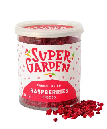 Super Garden Freeze Dried Raspberry Pieces - Flavourful, Nutritious Freeze Dried Raspberry Pieces  No Gluten, Preservatives or Added Sugar  Vegan Snack (1.31 oz) Raspberry 1.31 Ounce (Pack of 1)