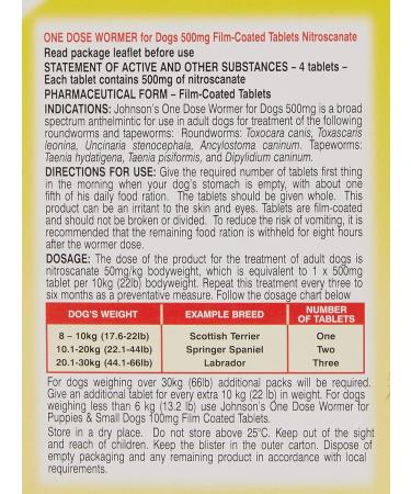 Johnson's One Dose Easy Wormer for Dogs & Puppies 8-40 kg - Effective Treatment - Buy Online on GoSupps.com
