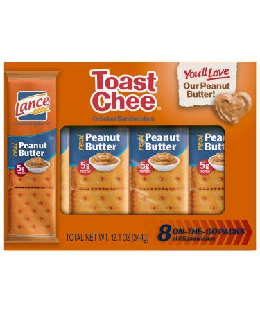 Lance Toast Chee Crackers with Real Peanut Butter, 6 Crackers/pack (8 Pack Tray) 12 Oz. Net