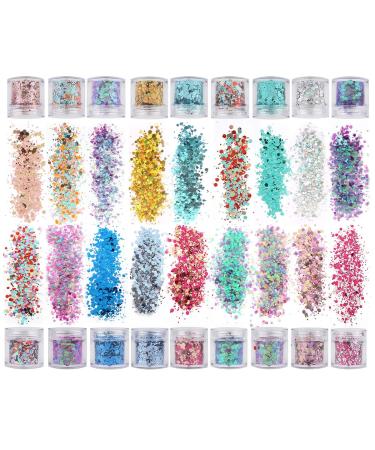 18 Boxing Holographic Cosmetic Festival Chunky Glitters sequins acrylic nail seeds iridescent flakes for body face hair make-up nail art mixed color glitter