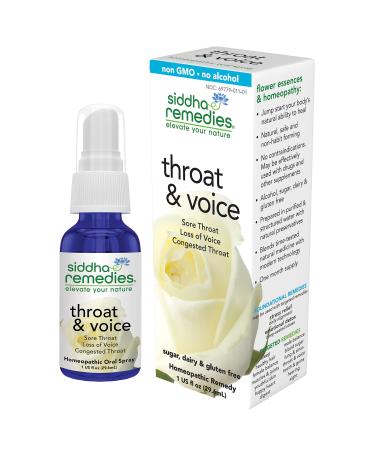 Siddha Remedies Throat & Voice Homeopathic Oral Spray for Sore, Strained Throat | Helpful for Releasing Stress in Throat and Neck | 100% Natural Homeopathic Medicine with Cell Salts & Flower Essences