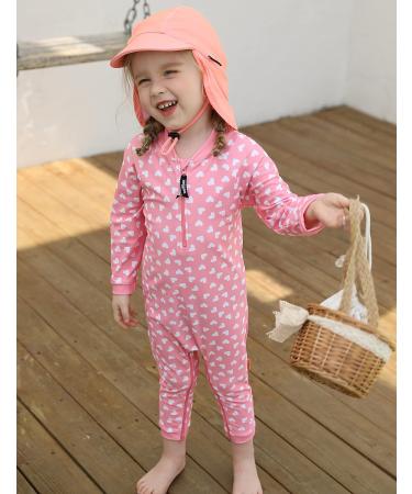weVSwe Baby Toddler Boy Swimsuit | UPF 50+ Sun Protection | Rash Guard Swimwear with Crotch Zipper | 0-3 Years | Pink Hearts - Buy Online on GoSupps.com