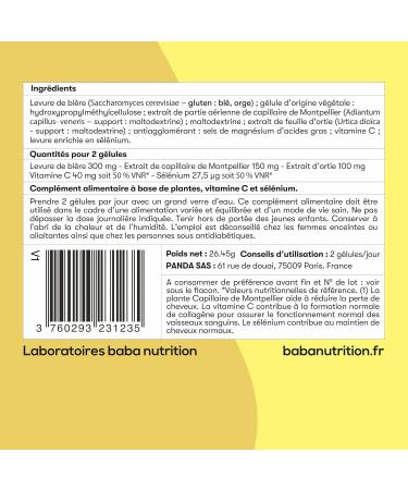 Baba Nutrition Hair Loss Supplement For Dense And Strong Hair | Brewer's Yeast Montpellier Capillary Nettle Vitamin C Selenium | Pack of 3 Boxes - Buy Online on GoSupps.com
