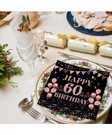 40 Ros gold Napkin Set for 60th Birthday | Stylish 33x33cm Paper Napkins for Men & Women | Perfect Party Decoration - Buy Online on GoSupps.com