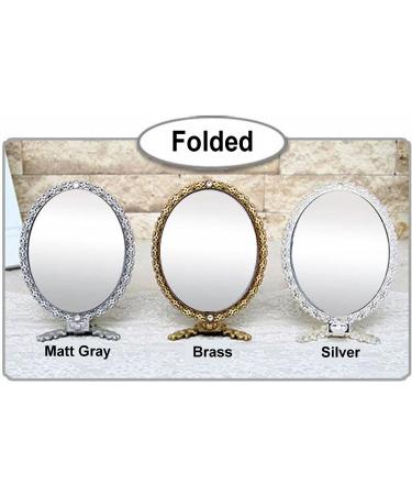 Double Sided Butterfly Design Makeup Mirror with Folding Handle Stand - Large Brass - Buy Online on GoSupps.com