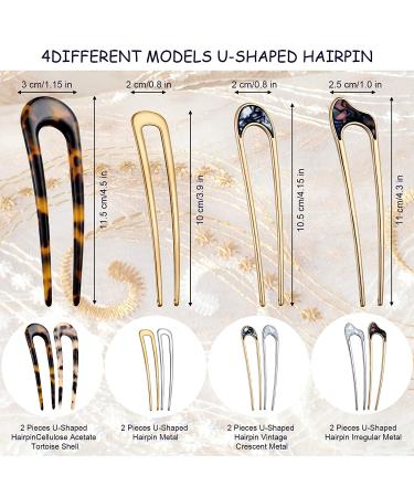 8-Piece Metal U-Shaped French Hair Pins Set with Cute Patterns - Hairstyle Accessories for Women and Girls - Buy Online on GoSupps.com