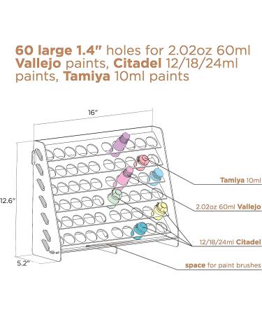 Plydolex Citadel Paint Rack Organizer with 60 Holes for Miniature Paint Set - Wall-mounted Wooden Craft Paint Storage Rack and OPI organizer- Craft Paint Holder Rack 16x5.2x12.6 inch 60 Holes Citadel - Buy Online on GoSupps.com