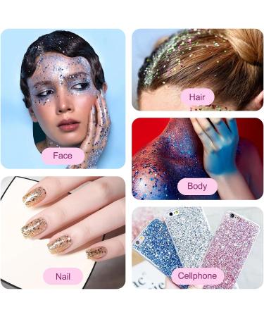 Festival Glitter Face Glitter 24 Color Biodegradable Glitter Holographic Nail Sequins for Face Hair Body Nail Eye Cosmetic Glitter for Wax Melts Pride Makeup Art Nail Crafting Party Colour 3 - Buy Online on GoSupps.com