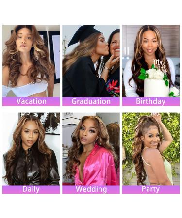 16 Brazilian Virgin Ombre Body Wave Lace Front Wig - Pre Plucked, HD Lace, 150% Density - Highlight Ombre - 9A Human Hair - Buy Online on GoSupps.com