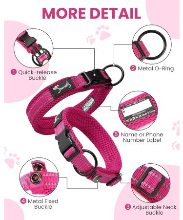 Buy PETTOM Adjustable Nylon Dog Collar - Breathable & Reflective XS Pink for Small Dogs - Buy Online on GoSupps.com