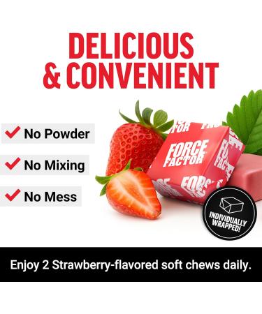 Force Factor NMN Longevity & Anti-Aging Nicotinamide Mononucleotide NAD+ Support Cellular Health Cellular Repair Energy Metabolism Strawberry 60 Soft Chews - Buy Online on GoSupps.com
