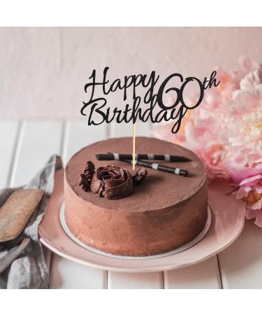 Arthsdite 1 Pc Happy 60th Birthday Cake Topper 60 Cake Topper Happy 60 Birthday Cake Decoration for 60th Cheers to 60 Birthday Party Decoration Supplies - Black Glitter Black 60 - Buy Online on GoSupps.com
