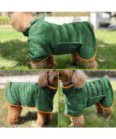 Dog Drying Coat Bathrobe Towel Microfibre Material Fast Drying Super Absorbent Dog Bath Robe Pet Quick Drying Moisture Absorbing with Adjustable Collar and Waist (Green Large) Large CS-Green - Buy Online on GoSupps.com