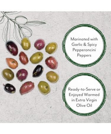 Roland Foods Greek Country Olive Mix  Whole Olives Marinated with Garlic and Pepperoncini Peppers  Specialty Imported Food  4 Lb 6 Oz Tub - Buy Online on GoSupps.com