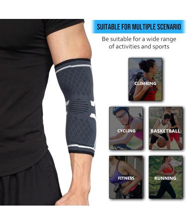 360 RELIEF Compression Elbow Brace Sleeve for Men and Women | Joint Pain Relief Support for Tendonitis, Tennis, Golf, Workout, Weightlifting | Small Grey with Mesh Laundry Bag - Buy Online on GoSupps.com