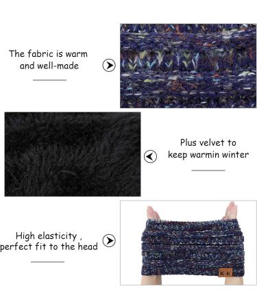 Women's Winter Knitted Headband - Chunky Crochet Braided Ear Warmer | Blue Fleece Lined Turban Headband for Sports, Yoga | Elastic Wide Hairband for Women UK - Buy Online on GoSupps.com