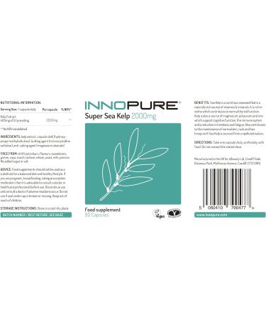 INNOPURE Sea Kelp Double Strength 2000mg Vegan Capsules - Rich in Iodine for 3 Month Supply - Buy Online on GoSupps.com