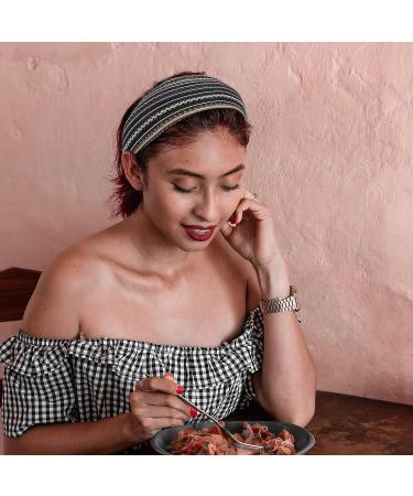 ACO-UINT Boho Headband for Women - Non-slip Wide Headband with Teeth | Blue Thick Fashion Hair Accessory for Women and Girls - Buy Online on GoSupps.com
