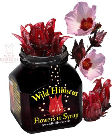 Wild Hibiscus Flowers in Syrup 250g - Exotic Edible Flowers for Cocktails and Desserts - Buy Online on GoSupps.com