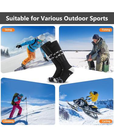 Rechargeable Heated Socks with 3 Heat Settings - Black&Gray-XL | Remote Control Washable Foot Warmers for Winter | 5000mAh Electric Heated Socks for Men Women - Buy Online on GoSupps.com