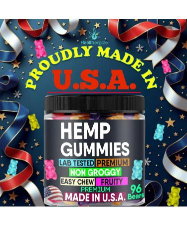 Hemp Gummies Calm Sleep Relaxing Night Support Hemp Oil Infused Edibles-96 Made in USA Bears - Buy Online on GoSupps.com