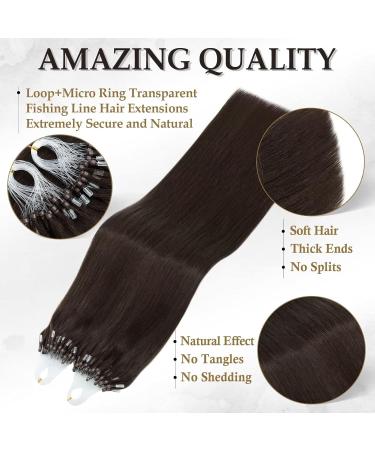 Tess Microring Extensions | 0.5g Remy Human Hair Loop Extensions | 100 Strands 55cm #2 Dark Brown - Buy Online on GoSupps.com
