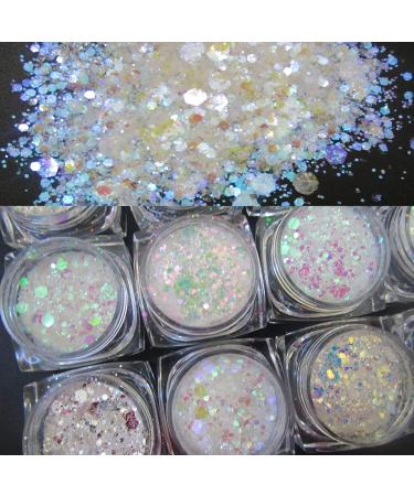 LoveOurHome 24 Box Iridescent Glitters Powder Pigment Nail Decorations for Resin Epoxy Crafts & Makeup - Chunky Flakes, Sequins & Hexagon Accessories for Festival, Body, Acrylic Nails Design - Buy Online on GoSupps.com