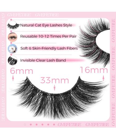 False Eyelashes Wispy Clear Band Lashes Fluffy Lashes Natural look Cat Eye Lashes Strip Fake Eyelashes 16MM Eye Lash Pack by GVEFETIEE C- Natural - Buy Online on GoSupps.com