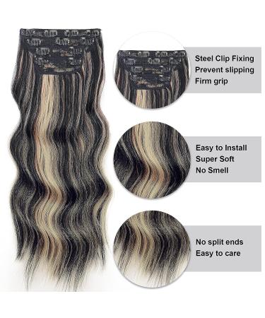 Vigorous Wavy Hair Extension: Black Mix Blonde 20 Clip-in Synthetic Hairpiece - Buy Online on GoSupps.com