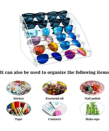 MineSign Sunglasses Organizer - Clear Eyeglasses Display Case for Tabletop | 6 Layer Sticker Display Tray | Glasses Holder Stand - Buy Online on GoSupps.com