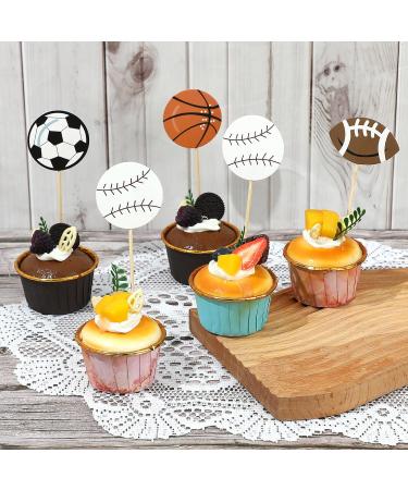 24 Pcs Sports Cupcake Toppers Basketball Cupcake Toppers Soccer Football Cupcake Toppers Baseball Rugby Cupcake Picks Ball Sports Cupcake Picks for Sports Theme Boy Birthday Party Decorations - Buy Online on GoSupps.com