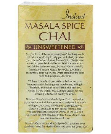Nature's Guru Instant Masala Spice Chai Tea Drink Mix 10 Count Single Serve Packets - Unsweetened On-the-Go Drink, 5.64 oz (Pack of 1) - Buy Online on GoSupps.com