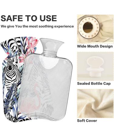 NAANLE 2L Heat Bottle with Palm Leaf Zebra Flamingo Cover Hot Water Bottle for Menstrual Cramps Pain Relief & Heat Therapy - Buy Online on GoSupps.com