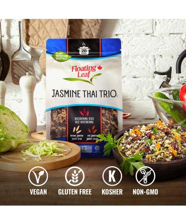 Pack of 3 x 400g Jasmine Thai Trio Riceberry Rice (Jasmine Black Rice) Brown Jasmine Rice and Red Jasmine Rice Non Gluten Non-GMO Kosher and Vegan - Floating Leaf - Buy Online on GoSupps.com