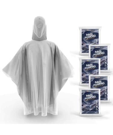 Hagon PRO Disposable Rain Ponchos for Adults (5 Pack) Clear