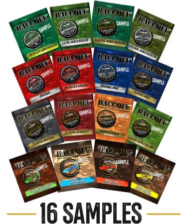 BaccOff Non-Tobacco & Non-Nicotine Smokeless Snuff Tea & Coffee Sampler Pack - 16 Individual Samples - Buy Online on GoSupps.com