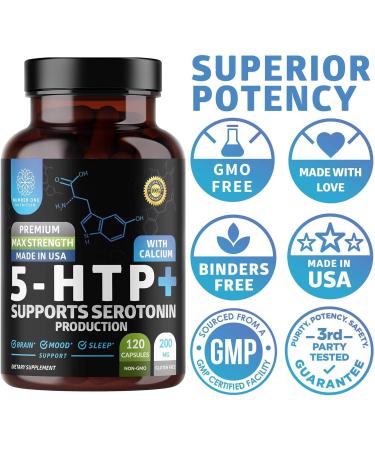 Buy N1N Premium 5-HTP 200mg with Calcium - Non-GMO Gluten-Free 120 Caps | International Shipping Available - Buy Online on GoSupps.com