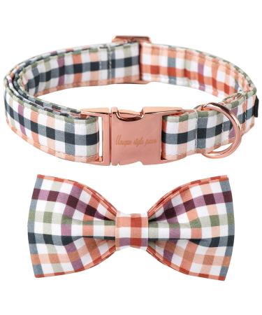 Unique Style Paw's dog collar with fly comfortable cotton dog collar adjustable plaid fly collar for young girls dogs fly collar with metal buckle xs neck 20.3-30.5 cm xS colorful grille