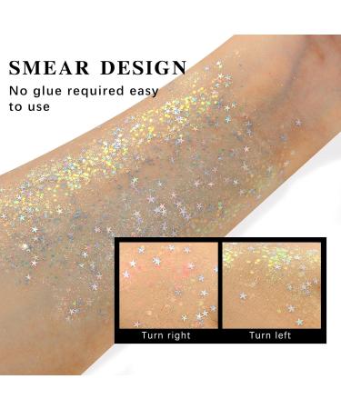 White Body Glitter Stick | Holographic Chunky Glitter Gel for Face Body Hair | Perfect for Concerts Festivals & Rave Accessories | Sparkling Makeup for Women - Buy Online on GoSupps.com
