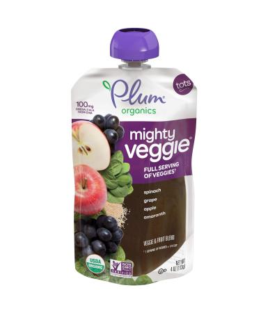Plum Organics Mighty Veggie Tots Spinach Grape Apple Amaranth 4 oz (113 g)