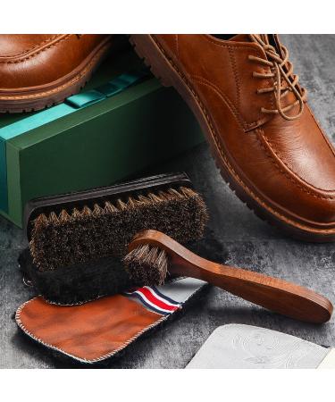 Horsehair Shoe Shine Brush Kit with Dauber Applicators - Leather Care Brushes and Suede Cleaner Set with Microfiber Gloves (4 Pcs Style D) - Buy Online on GoSupps.com