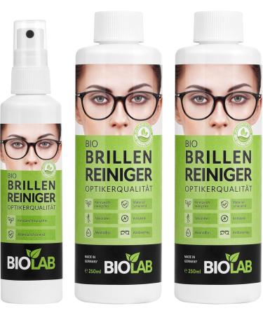 Biolab Organic Glasses Cleaner & Screen Cleaner - Advantage Pack 600 | 100ml Pump Spray + 2 x 250ml Refill Bottles | Silicone-Free & Non-Alcoholic | Premium 3-Part Set for Glasses Cleaning - Buy Online on GoSupps.com