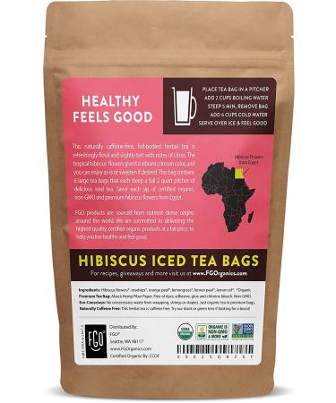 Organic Hibiscus Iced Tea Bags - 6 Pitcher Bags - Eco-Conscious Kraft Bag | FGO - Buy Online on GoSupps.com