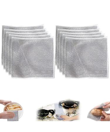 Probablei Multipurpose Wire Miracle Cleaning Cloths Double Stainless Steel Scrubber Cloth Non-Scratch Wire Dishcloth Multipurpose Wire Dishwashing Rags for Wet and Dry (10pc)