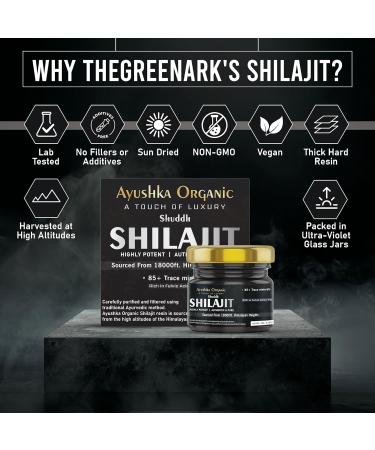 AYUSHKA ORGANIC Himalayan Shilajit Resin 20g Natural Wellness Support & Daily Vitality Booster for Men & Women 20g Rich Resin for Everyday Vitality & Balance - Buy Online on GoSupps.com